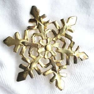 Vintage Goldtone Snowflake Brooch